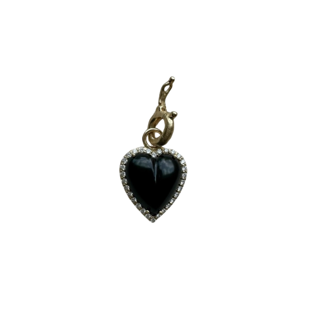 Storrow Alana Heart Charm - Onyx and Diamond