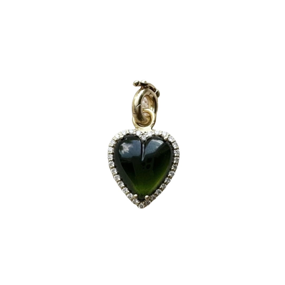 14K Gold Diamond & Green Tourmaline Alana Heart Charm - Storrow - New