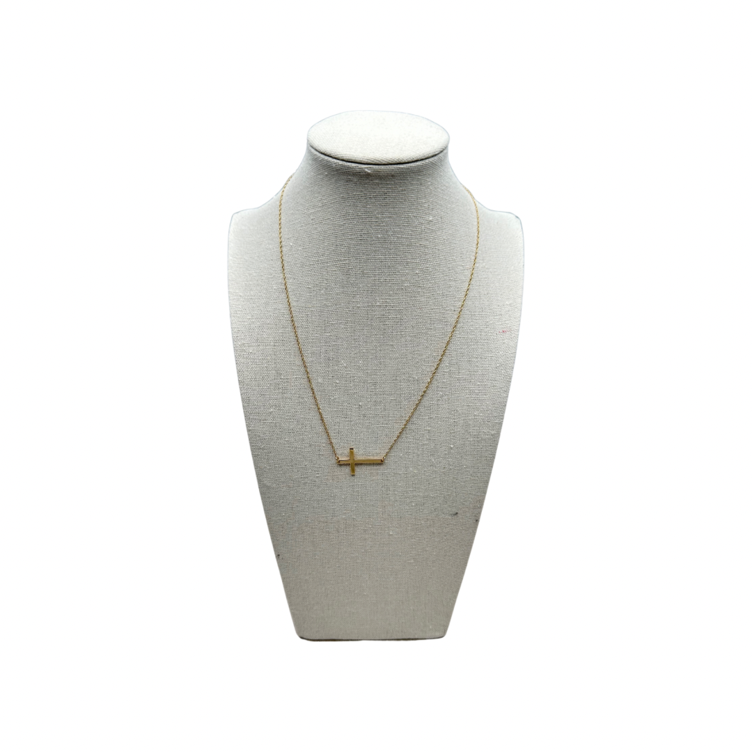 14k Yellow Gold Cross Necklace 18”