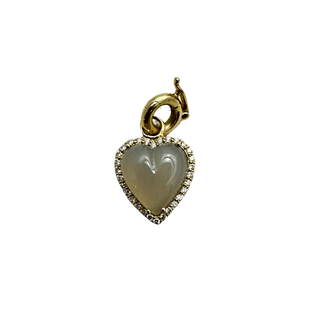 Storrow 14K Gold Diamond & Grey Moonstone Alana Heart Charm
