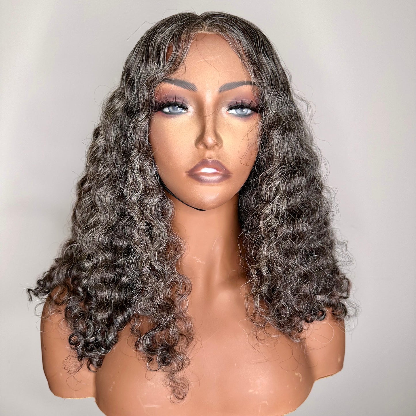 Gray Curly Closure Wig - 20 Inch - Used