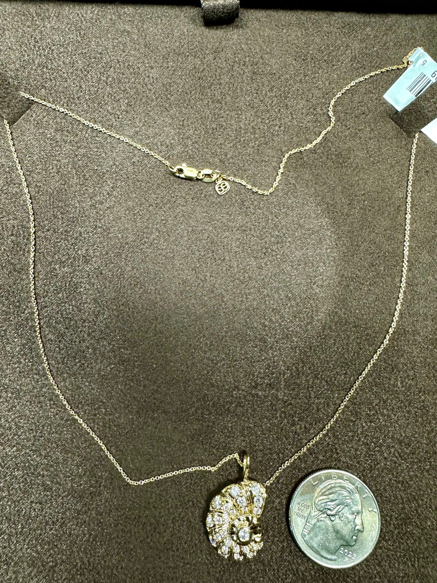 Sydney Evan Gold & Diamond Large Nautilus Shell Charm & 14k YG Cable Chain 18”