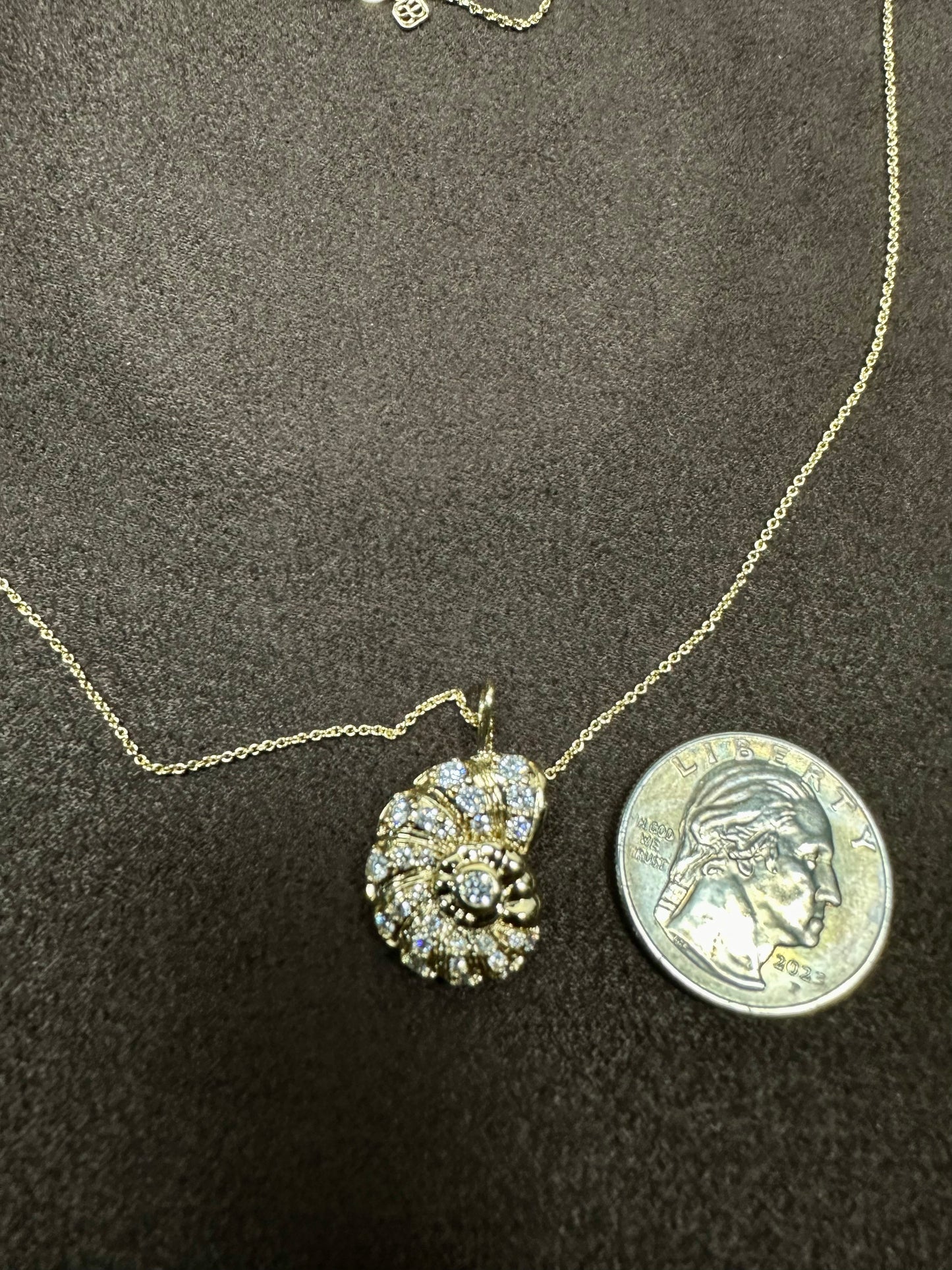 Sydney Evan Gold & Diamond Large Nautilus Shell Charm & 14k YG Cable Chain 18”
