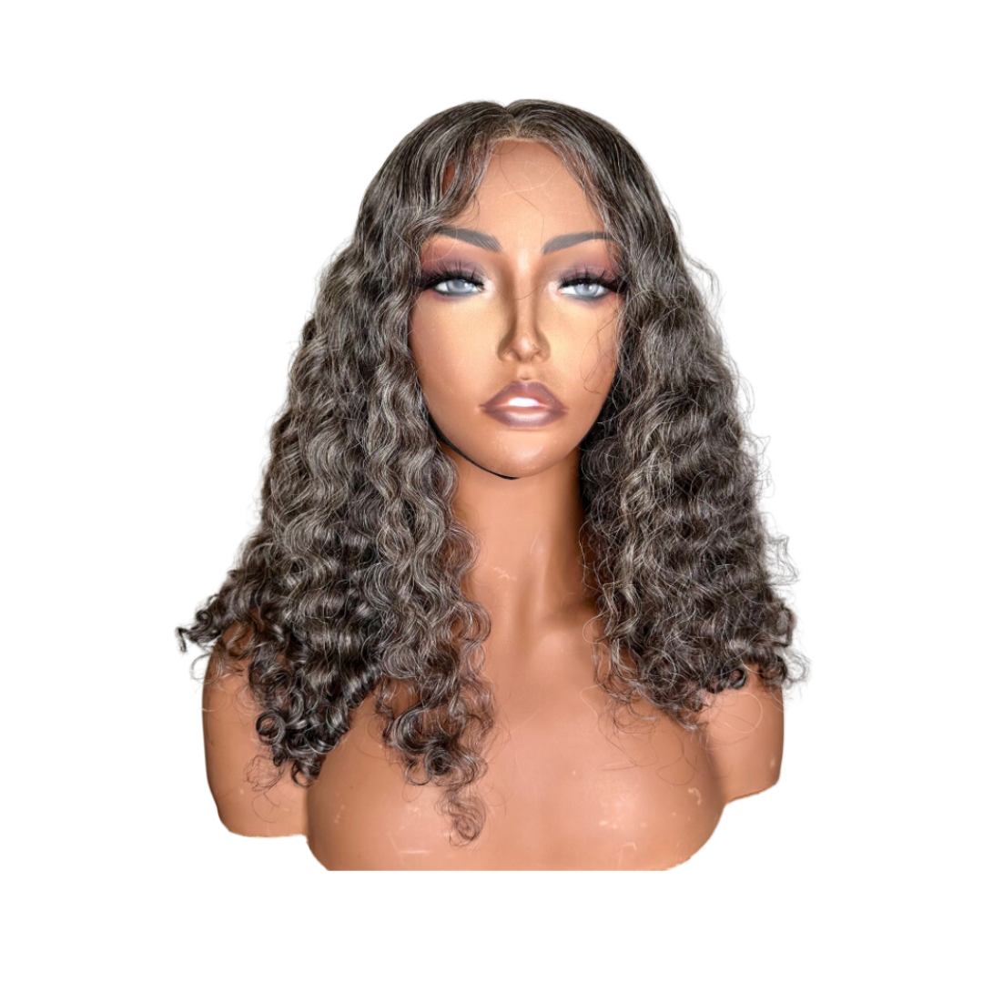 Gray Curly Closure Wig - 20 Inch - Used