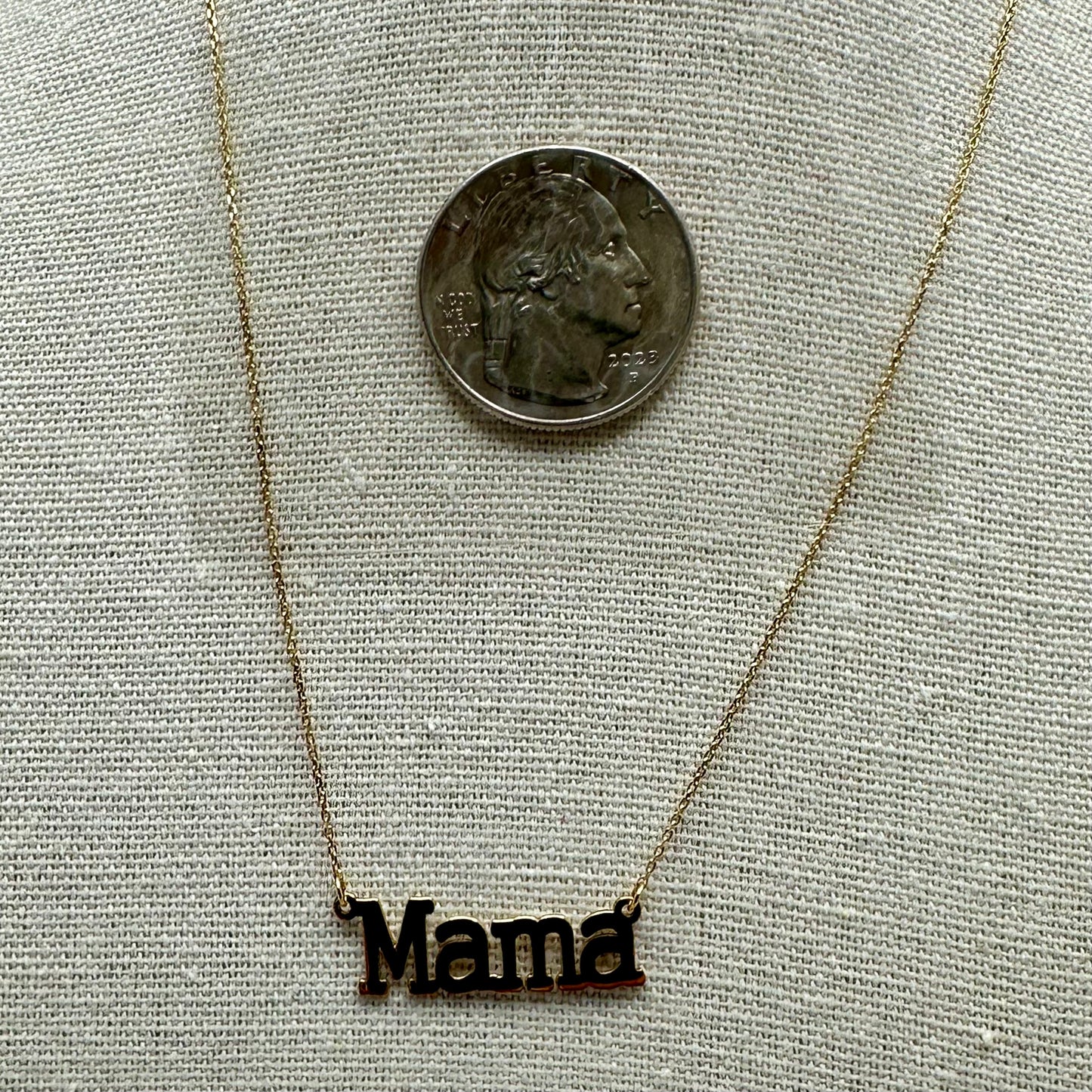 14k yellow gold Mama name necklace 16”