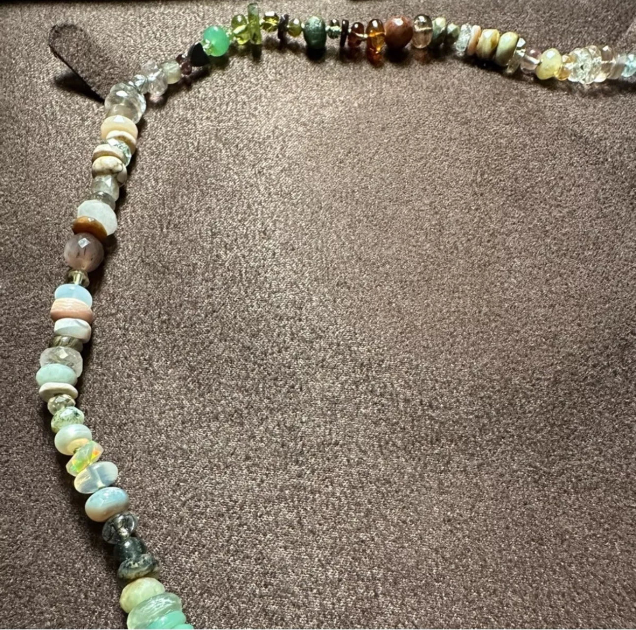 Encirkled Jewelry Camo Gemstone Soup Necklace 14k gold hardware 18”