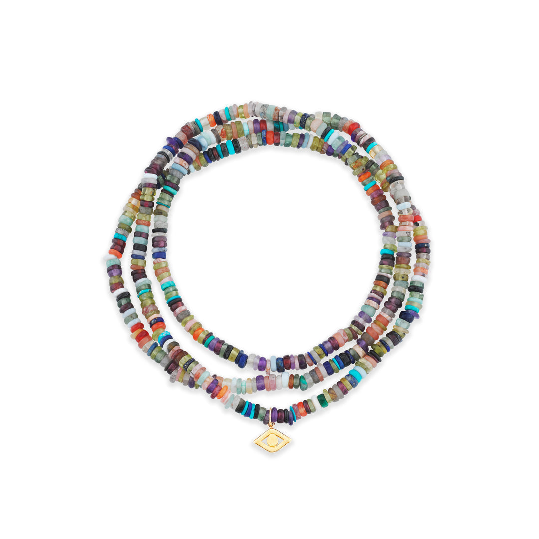 Pure Gold Evil Eye On Rainbow Heishi Necklace - Sydney Evan