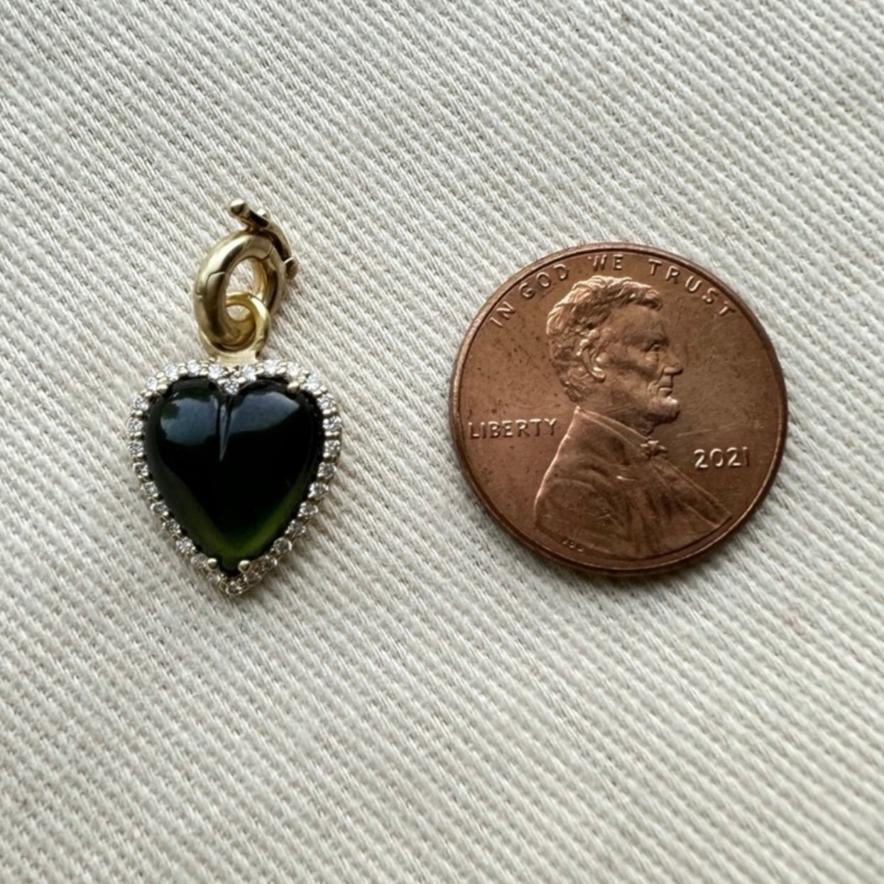 14K Gold Diamond & Green Tourmaline Alana Heart Charm - Storrow - New