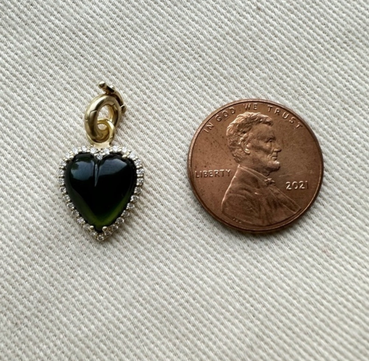 14K Gold Diamond & Green Tourmaline Alana Heart Charm - Storrow - New