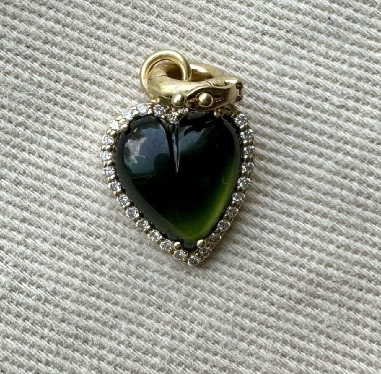 14K Gold Diamond & Green Tourmaline Alana Heart Charm - Storrow - New
