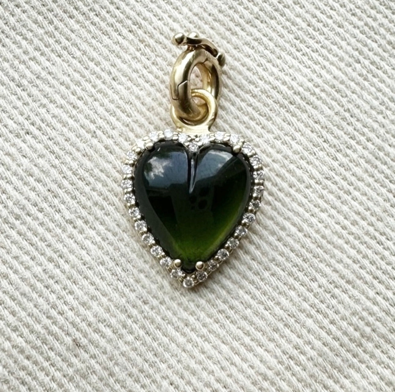 14K Gold Diamond & Green Tourmaline Alana Heart Charm - Storrow - New