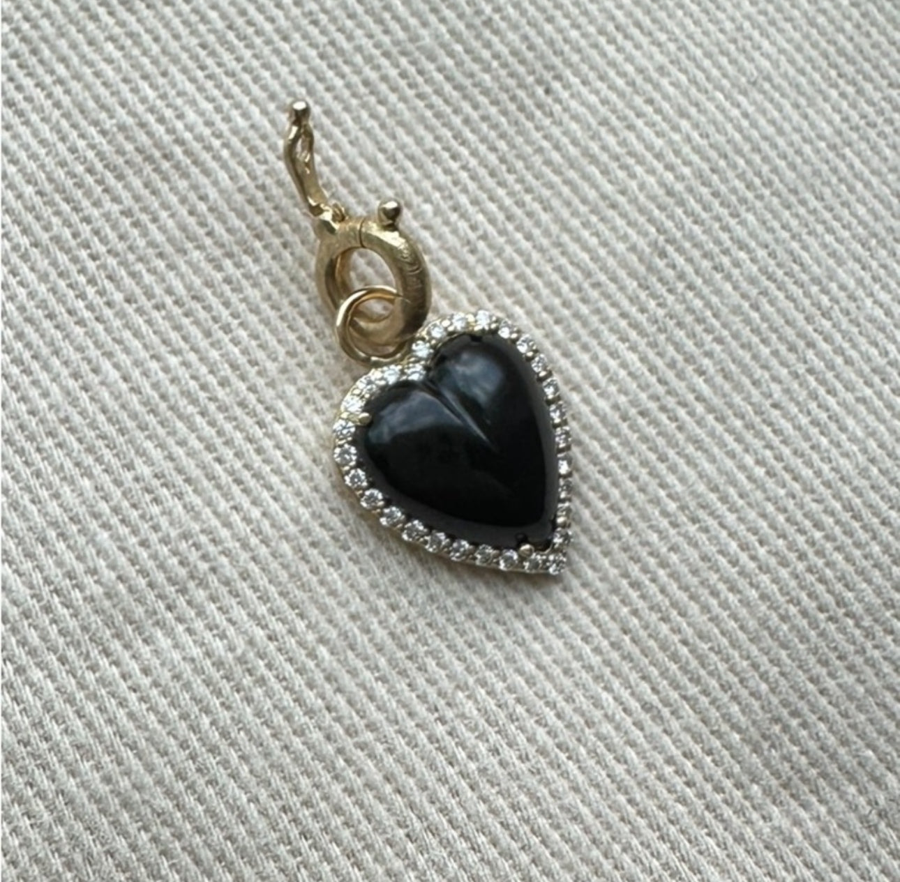 Storrow Alana Heart Charm - Onyx and Diamond