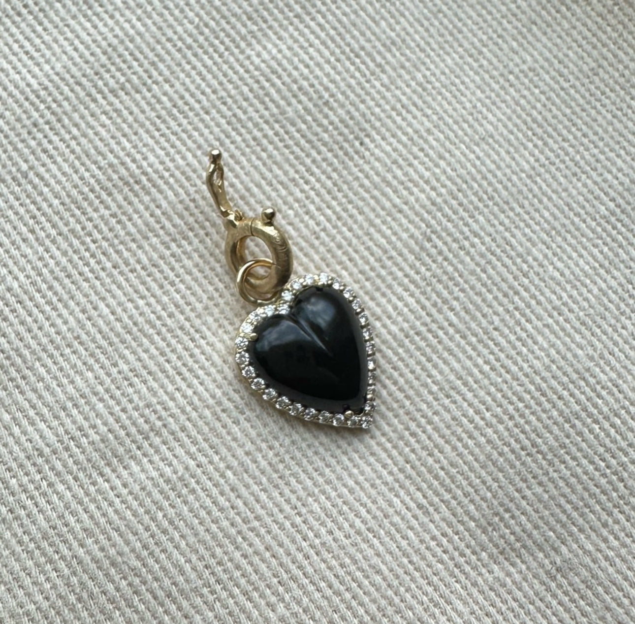 Storrow Alana Heart Charm - Onyx and Diamond