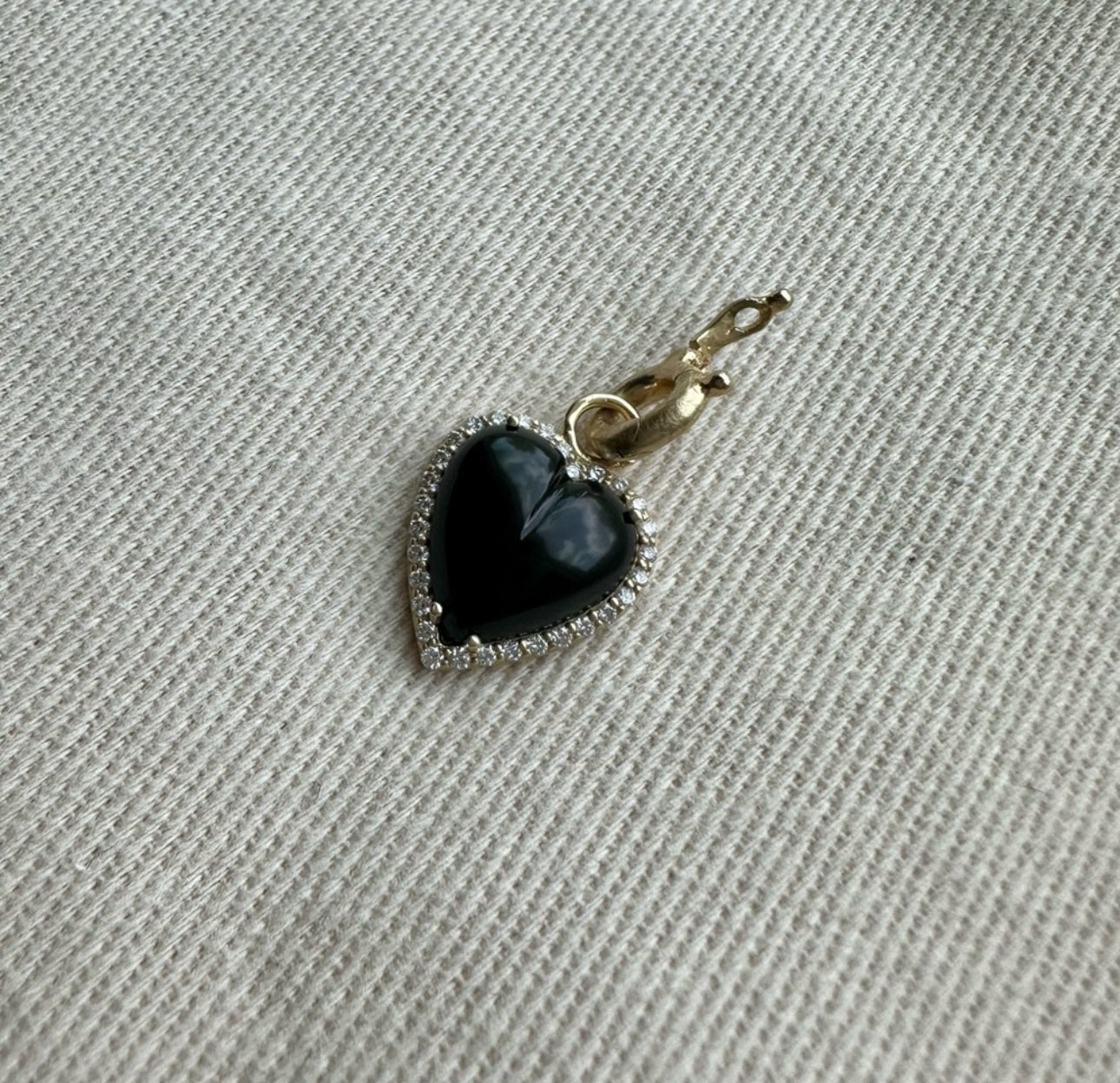 Storrow Alana Heart Charm - Onyx and Diamond