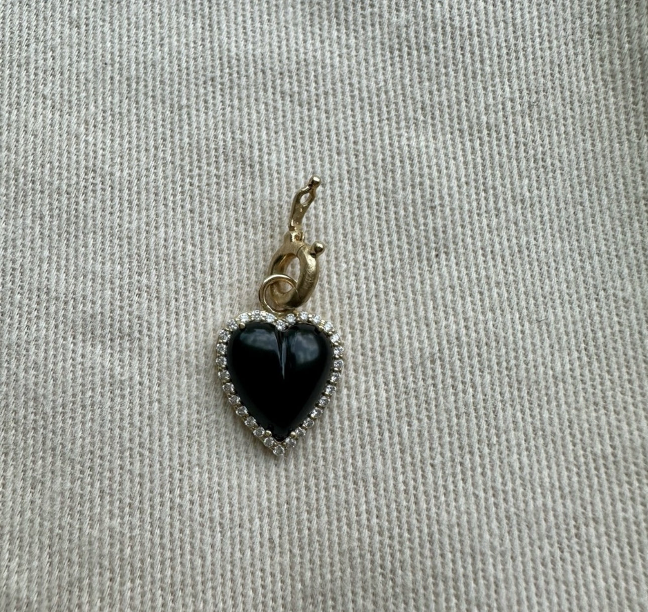 Storrow Alana Heart Charm - Onyx and Diamond