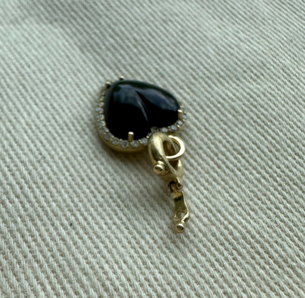 Storrow Alana Heart Charm - Onyx and Diamond